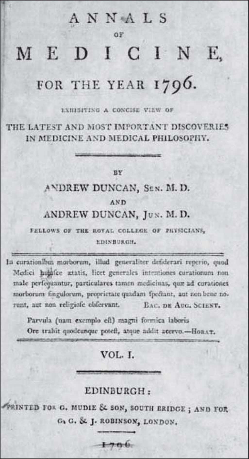 Annals of Medicine Volume 1, 1796